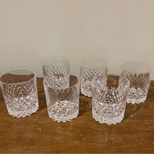 Six old fashioned glassware. Diamond point design